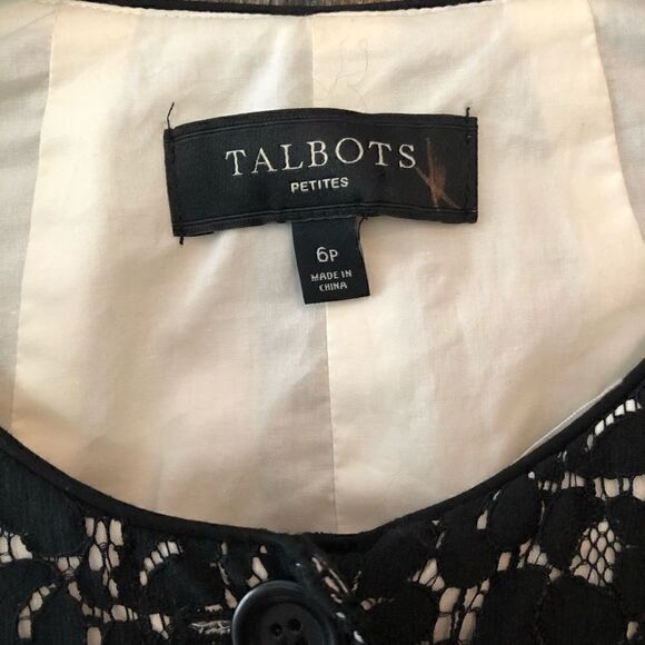 Talbots Sz 6P Black All Over Lace Cropped Button Up Luxury Evening Jacket - Picture 5 of 7